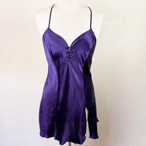 Victorias Secret 80s Purple Vintage Gold Label Silk Slip Mini Size Small